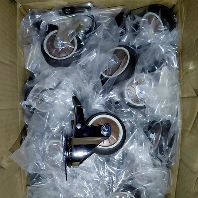Soft Furniture Casters Total Lock Brown Wheel Swivel TPR Mobile Market Stall Casters