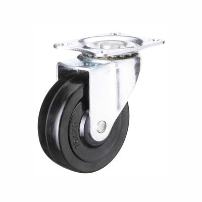 3 Inch Solid Rubber Caster Swivel Plate Black Wheel Casters For Small Trolley Carts