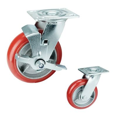 PU 350kg Capacity 6 Inch Heavy Duty Caster Wheels For Industrial