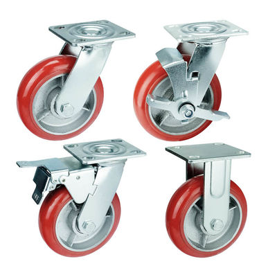 PU 350kg Capacity 6 Inch Heavy Duty Caster Wheels For Industrial