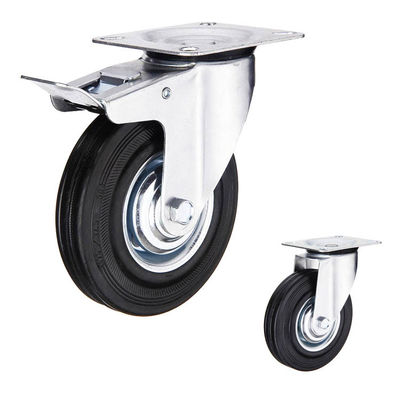 220lbs Rubber Caster Wheel With 160mm Diameter Swivel Plate Castors