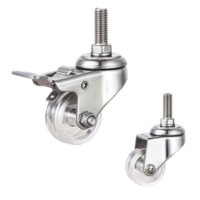 Clear PC Light Duty Swivel 40mm 66lbs Stainless Steel Casters