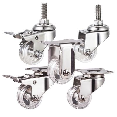Clear PC Light Duty Swivel 40mm 66lbs Stainless Steel Casters