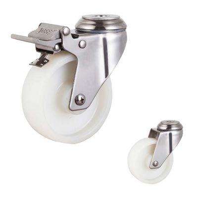 100mm White Nylon Locking 304 Stainless Steel Casters 110kg Capacity