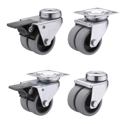 50MM Single Gray TPR 132LBS Load Capacity Rubber Casters