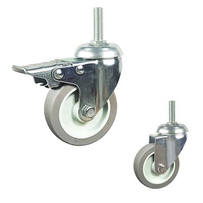 3inch Grey Wheel Threaded Stem Swivel Head TPR Light Duty Casters