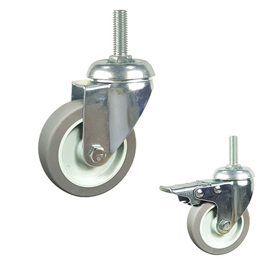 3inch Grey Wheel Threaded Stem Swivel Head TPR Light Duty Casters
