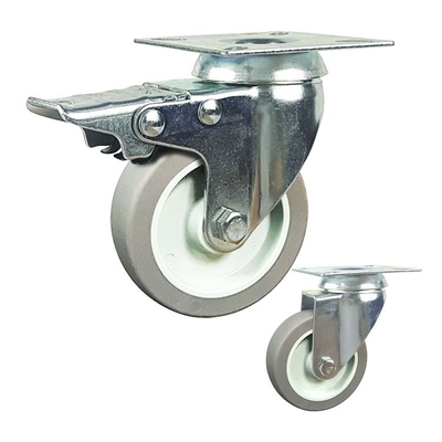 3inch Grey Wheel Threaded Stem Swivel Head TPR Light Duty Casters