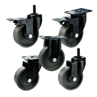 100mm Top Plate Black Bracket Cast Iron Swivel Castor Wheels