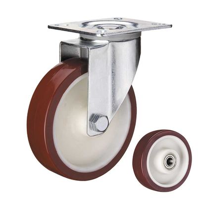 5 Inch Swivel Polyurethane Wheels Nylon Core Red PU European Caster Wheels Supplier YLcaster