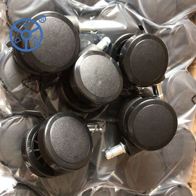 Schwarzes PU-Lenkrad mit Hohlkern und starker Tragfähigkeit von 450-850 kg, entwickelt für Industrie- und Gewerbewagen