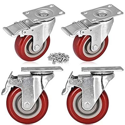 3 inch wheel width 5 inch medium duty pu swivel caster wheels 300 lbs load capacity caster wheels for smooth and mobility