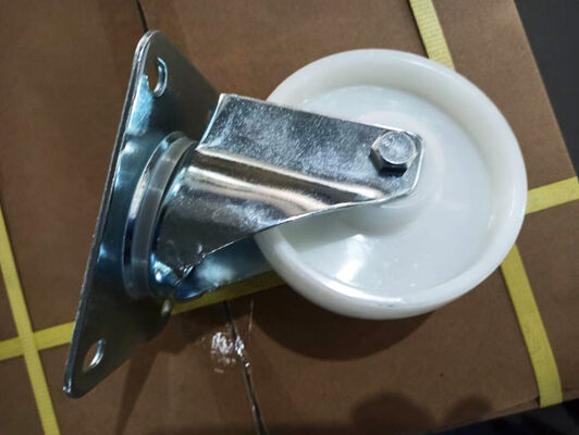 White Wheel Medium Duty Casters Overall Height 5 3 4 Inch Side Lock Brake Type Strong Durable Equipment Mobility Casters
