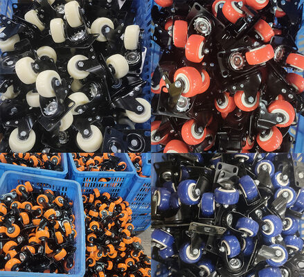 Drehbare Gummi-Räder Schwarz Blau Grünes Rad Material Stahlkautschuk und Gummi PP-Kern für eine reibungslose Manövrierbarkeit