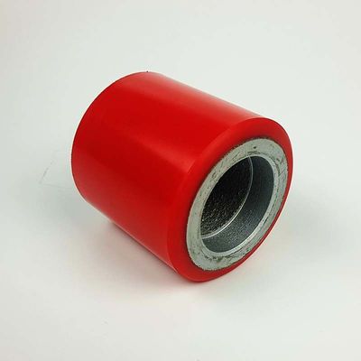 80mm Red PU Pallet Truck Wheels Ball Bearing Cast Iron PU Industrial Single Wheels For Pallets