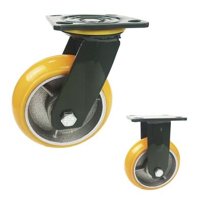 PU 8 Zoll-Schwenker-Gießmaschinen-Räder, orange Gießmaschinen-Räder der Kapazitäts-400kg