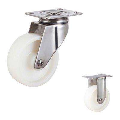 100mm White Nylon Locking 304 Stainless Steel Casters 110kg Capacity