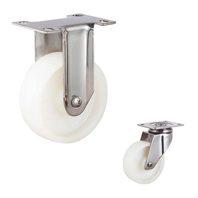 100mm White Nylon Locking 304 Stainless Steel Casters 110kg Capacity
