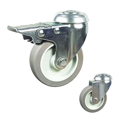 3inch Grey Wheel Threaded Stem Swivel Head TPR Light Duty Casters