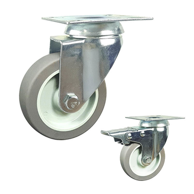 3inch Grey Wheel Threaded Stem Swivel Head TPR Light Duty Casters