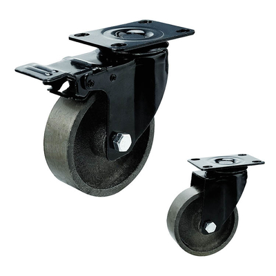100mm Top Plate Black Bracket Cast Iron Swivel Castor Wheels