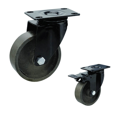 100mm Top Plate Black Bracket Cast Iron Swivel Castor Wheels